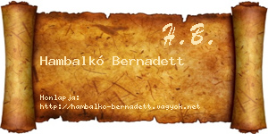 Hambalkó Bernadett névjegykártya